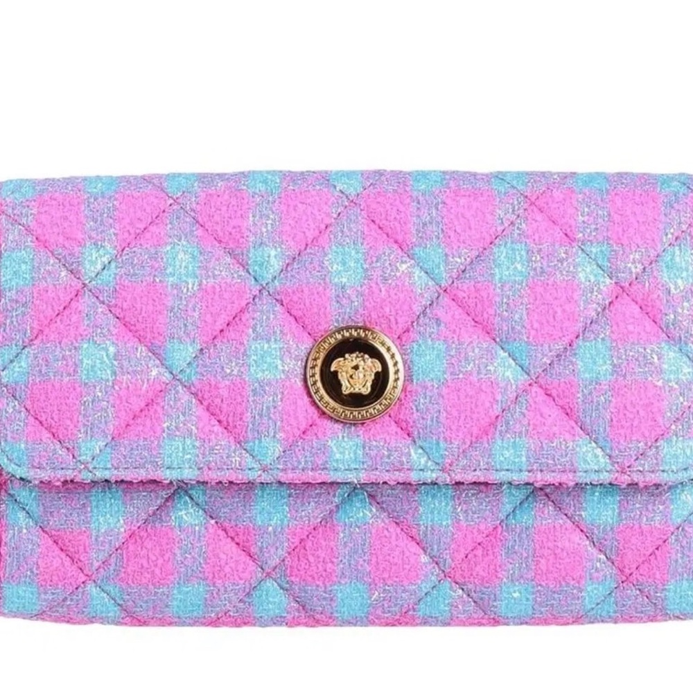 Versace Pink and Blue Quilted Crossbody Bag